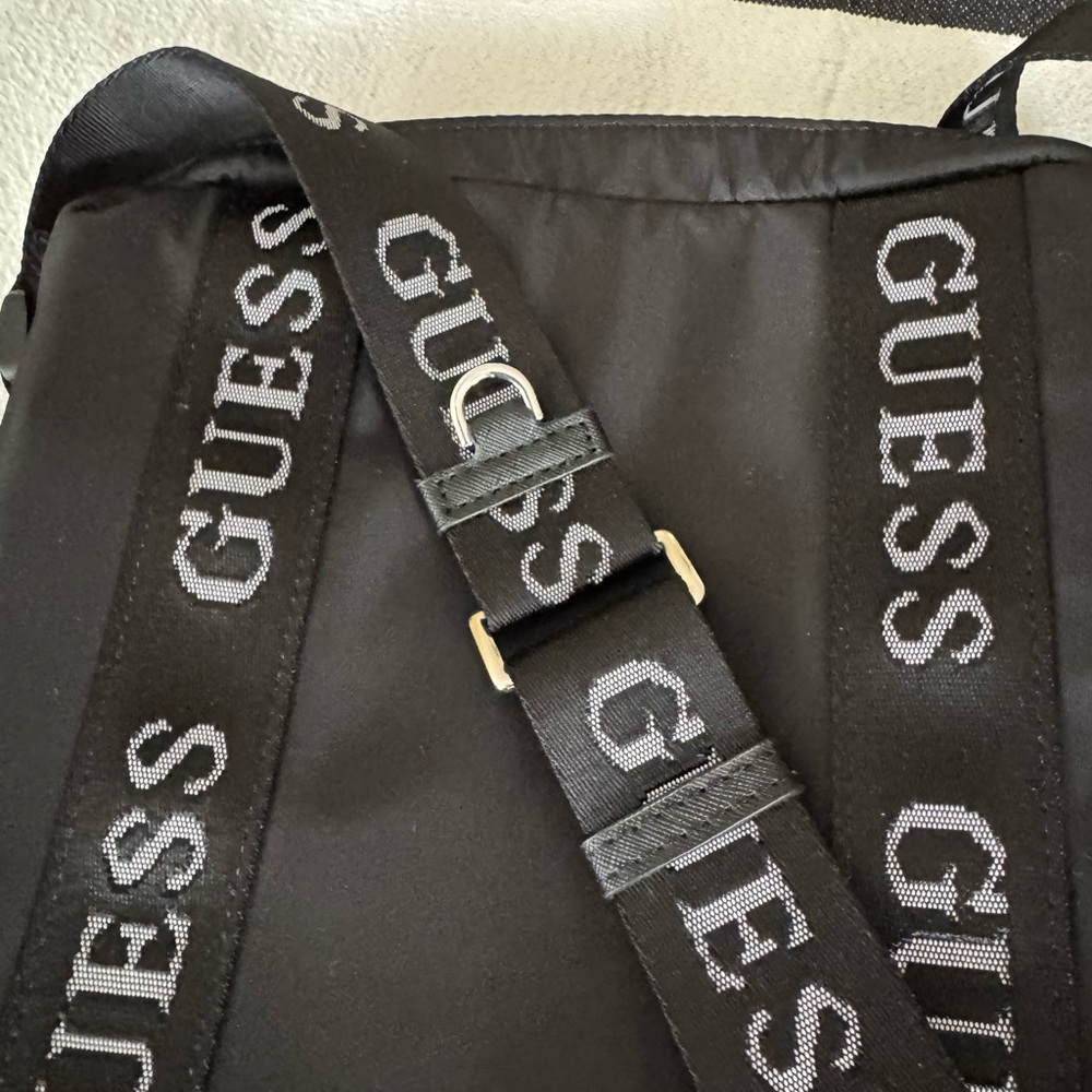 GUESS Black Shoulder Bag with Logo Straps - Picture 3 of 4